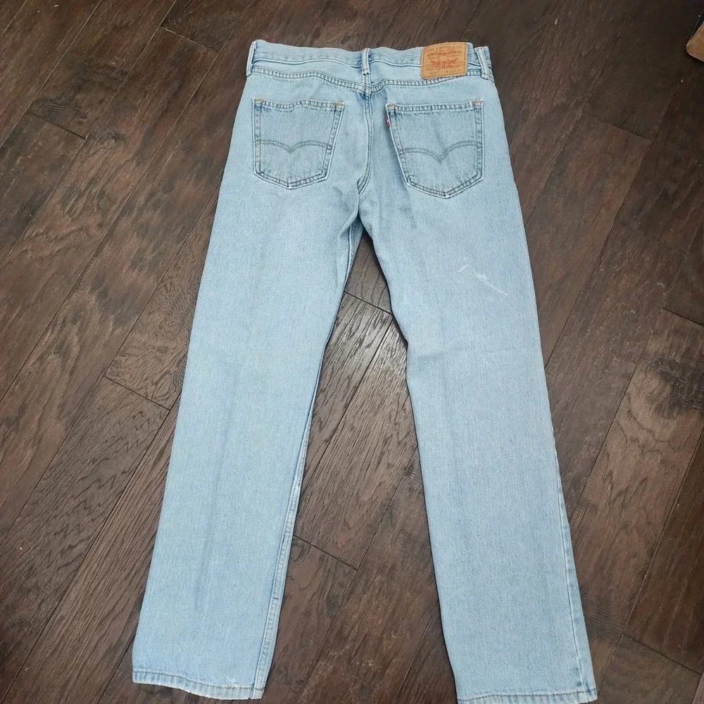 Levis 505 Straight Fit Mens Jeans Light Wash Denim Blue 33x32 Cotton Classic